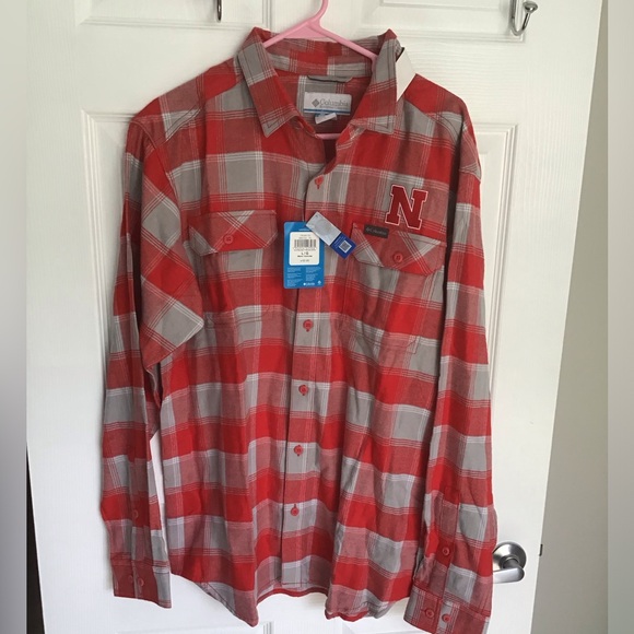 Columbia University of Nebraska Cornhusker’s Flannel LS Shirt Sz L - Picture 3 of 3